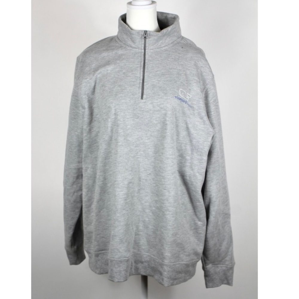Men’s Vineyard Vines Shep Shirt Heather Gray Quarter Zip Sweatshirt Large
